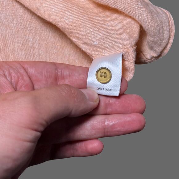 Baird McNutt Linen Murano Mens Pink SS Button Up Size L GUC - Picture 6 of 7